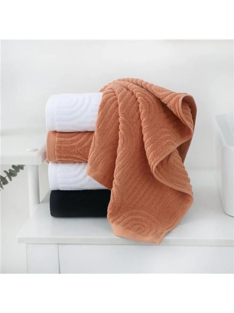 Cotton hand towel set 2 piece striped absorbent soft decorative bathroom kitchen